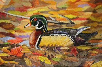 動物 Painting - 秋の鳥のオシドリ